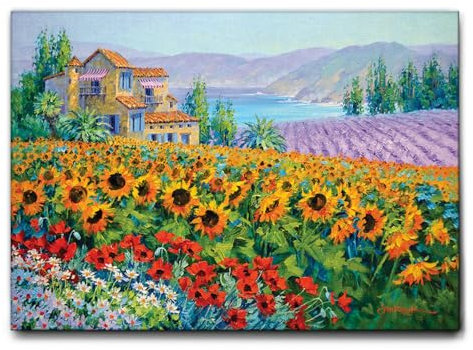 Giallobus - Quadro - Mikki Senkarik - La canzone dei girasoli - Tela Canvas Telaio Standard - 100L x 70l cm - Pronto da appendere - Quadri moderni per la casa
