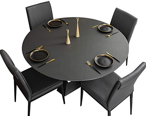 CIEEIN CIEHT PU Tischdecke Tischmatte Rund Schreibtisch Tischunterlage Tischfolie Schutzfolie Tischschutz Matte Wasserdicht Schwarz Durchmesser 90CM