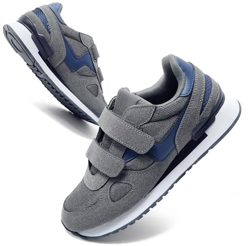 JOMIX Scarpe con Strappo Uomo Comode Ginnastica Tennis Camminata Passeggio Sneakers Senza Lacci SU8138 (Grigio Navy, 45)