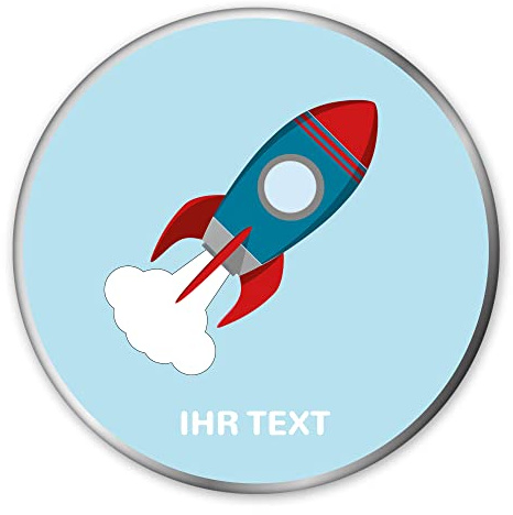 STEMPEL-FABRIK Personalisierte Metalldose rund 15 x 5 cm Rakete mit Namen | Bedruckte Geschenkdose für Kinder aus Metall – Keksdose, Vorratsdose für Kekse, Plätzchen, Kaffee, Tee