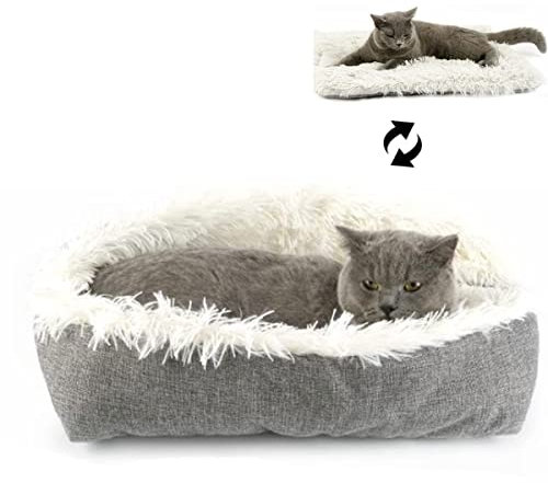 ToKinCen Katzendecke Flauschig und Weich, Für Katzen Katzenbett Haustierbett Plüsch Weich Katze Schlafen Bett Katzensofa Flauschige (Weiß)