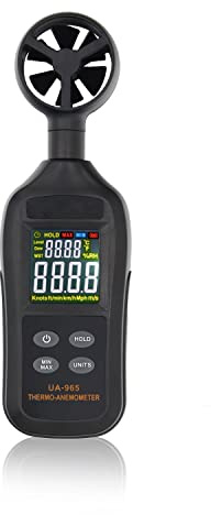 SMSOM Anemometer Handheld, Digital LCD Backlight Wind Speed Meter Gauge, Air Flow Velocity Measurement Thermometer for Meteorology, Windsurfing, Kite Flying, Sailboats, Surfing,Fishing