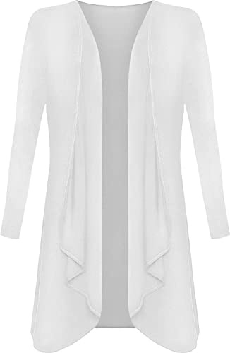 Crazy Girls Plus Size Womens Plain Long Sleeve Waterfall Boyfriend Open Cardigan Ladies Hanky Hem Jersey Top UK 8-26