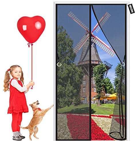 Zanzariera Magnetica per Porte 100 x 270 cm Zanzariera Magnetica a Chiusura Automatica, Tenda di Protezione dagli Insetti Facile Da Installare per Porta del Balcone del Soggiorno - Nero A