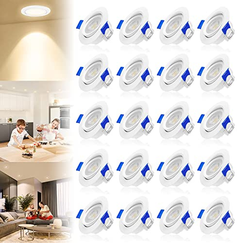 LZQ 20pcs Einbaustrahler LED Spot Set Deckenspots Einbauleuchten Decke Einbauspots IP21 ABS Kunstdoff für Wohnzimmer Bad Schlafzimmer Flur (Warmweiß)