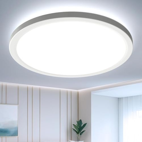EASY EAGLE Plafon LED Techo 36W, Moderna Lamparas de Techo 3240LM, Panel Luz Blanco Frío 6000K Impermeable IP44 para Cocina Sala de Estar Dormitorio Pasillo, Ø30CM