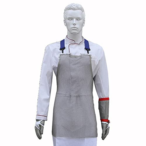 Apron Stainless steel Chainmail cut resistant apron, Chef butcher porter carpenter tailor stab resistant apron (Color : Silver, Size : 55x80cm/21.65x31.5)