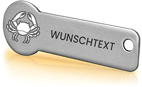 Einkaufswagenlöser ® Personalisiert mit Sternzeichen/Personalisierter Schlüsselanhänger mit Gravur & Schlüsselfundservice/Einkaufschip zum Rausziehen/Entriegler für Einkaufswagen - Krebs