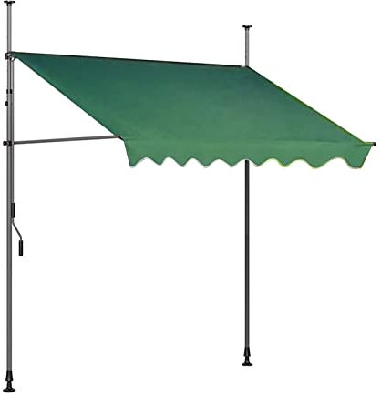 Manuell Einziehbare Markise, Balkonmarkise mit Handkurbel, Gelenkarmmarkise, Manuell Einziehbare Terrassenmarkise für Den Außenbereich, Höhenverstellbar, UV- und Wasserbeständig ( Color : Green , Size