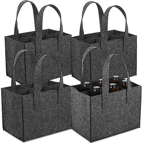 Cabilock 4 Stück Flaschentasche Filz Flaschentüten Wein Geschenktüten Flaschenträger 6 Flaschen Filztasche Geschenktasche Weintasche Weintüten Sekt Flaschenverpackung Weinverpackung