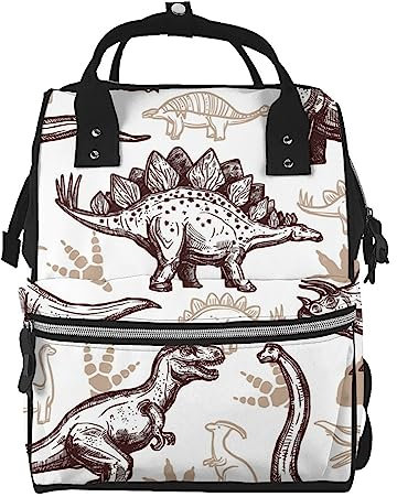 Wickeltasche mit Dinosaurier-Muster, für Damen und Herren, modische Reisetasche, lässiger Tagesrucksack, Rucksack, mehrfarbig