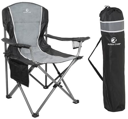 LET'S CAMP Campingstuhl Klappstuhl Faltbar Angelstuhl mit Getränkehaltern Aufbewahrungstaschen Tragetasche aus Stahlrahmen bis 160kg für Camping Reisen