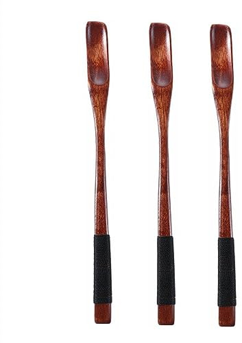 3 Pcs Wooden Long Handle Mixing Spoons Coffee Spoons, Handmade Japanese Style Teaspoon Stirring Spoon for Coffee Tea Honey, 8 Inch