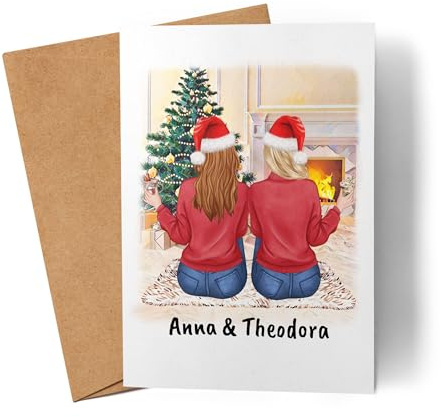 Kiddle-Design Beste Freundinnen Weihnachtskarte Personalisiert Weihnachten Beste Freundin mit Name Weihnachten Xmas Karte Freundinnengeschenk