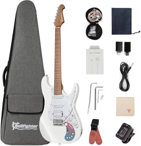 E-Gitarre mit Effekt Anfänger Erwachsene Praxis E-Gitarre Advanced Performance Set Professional Grade-D160SE (White)