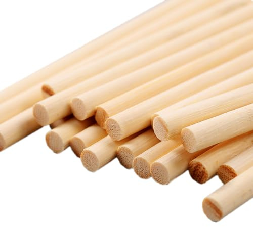 Wambere 60 Stück Bambusstäbe zum Basteln,Rund Holzstäbchen Holzstab Bastelstäbe Holzstäbe Wooden Rod Holzstange für DIY Handwerk Holzarbeiten Modellherstellung Heimdekoration Ornamente,6mmx50cm