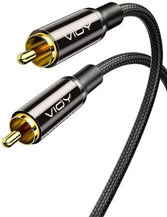VIOY Coaxial Digital Audio Cable (3.3ft/1M) - Gold-Plated & Braided - RCA Male to Male HiFi 5.1 SPDIF Stereo Audio Cable for Home Theater, HDTV, Amplifier, Speaker, Soundbar - Black