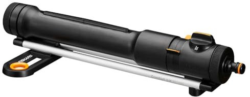 Fiskars Comfort Oszillierender Regner S–M, Inkl. herausnehmbarem Filter und Werkzeug zur Düsenreinigung, Sprinkler für 150-300 m², Schwarz/Orange, 1070834