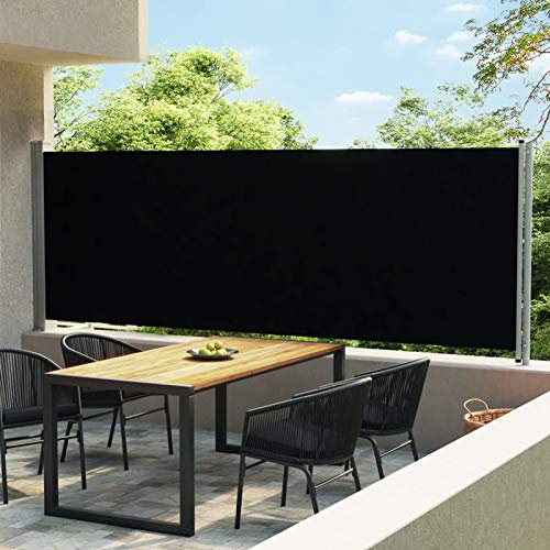 Gecheer Side awning extendable 600x160 cm black Lawn, garden Model313375