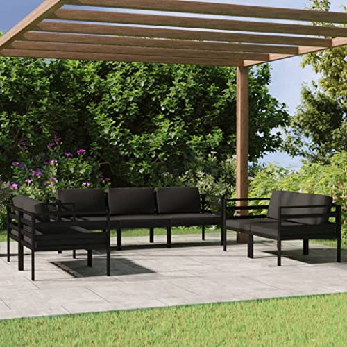 DYRJDJWIDHW gartenmöbel Rattan wetterfest,gartenliege wetterfest,7-TLG. Garten-Lounge-Set mit Kissen Aluminium AnthrazitGeeignet für Garten, Swimmingpool, Wohnzimmer, Terrasse
