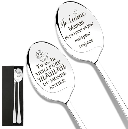 Kzikbxh Cadeau Maman Remplissage Chaussette Noël, Cadeau Fête des Mères et Anniversaire, 2 Pièces Cuillère à Café en Acier Inoxydable, Idée Cadeau Original pour Maman