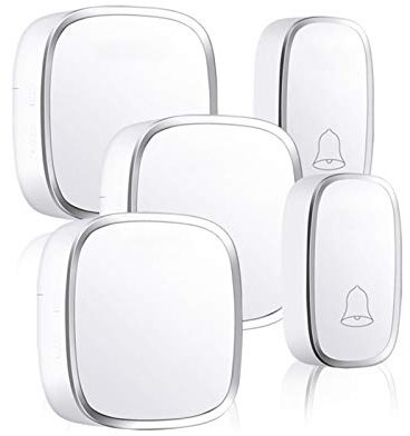 MOMCO Timbre Timbre inalámbrico Timbre de Puerta Impermeable con 2 pulsadores y receptores de 3 Pulgadas con 36 timbres para una fácil instalación en el hogar