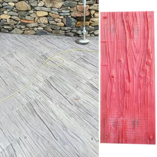 Stampi per Cemento Effetto Pietra Stampi Realistici per Calcestruzzo con Venature del Legno, Tappetino in Poliuretano con Struttura in Calcestruzzo per Pavimenti / Cemento, Finiture Flessibili con Mot
