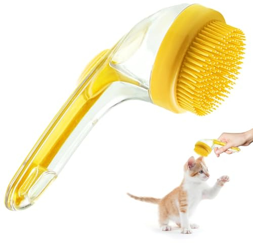 Monozoz Hunde-Bürste – weiche Silikonborsten, langer Griff, Shampoo-Bürste für Hunde, Bad mit Seifenspender, multifunktionaler Hundeshampoo, Schrubber, Haustierpflegebürste zum Baden