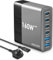 UOUCOO 160W USB-C Charger, 6-Port Fast Charger with 100W+45W, Compatible with MacBook Pro/Air, Dell, iPhone 15 Pro Max/14/13/12