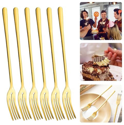 Kuchengabeln Gabeln Obstgabeln Besteck Gabel Kuchengabel Kleine Dessertgabeln Forks Tischgabeln Tafelgabeln Stainless Steel Fork 6 Stück, Golden