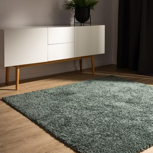 benuta Basic Hochflorteppich Teppich Wohnzimmer Sohari - Hellgrün 160x160 cm - Minimalistischer Look - Weich & Waschbar - Für Schlafzimmer, Flur oder Esszimmer - Geeignet für Fußbodenheizung