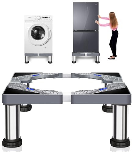 Bocguy Soporte Lavadora, Base para Lavadora con 4 Patas, Lavavajillas Ajustable Base Largo/Ancho 40-60cm, para Frigorífico, Lavadora, Electrodomésticos, Altura 28-31cm