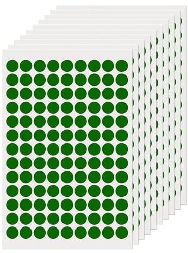 FINDAT 1170 Stück, 13 mm Klebepunkte Runde Punktaufkleber Etiketten Grün | Selbstklebend, wasserfest, Vinyl, Kalender, Büro, Schule, Farbcodierung, Markierungspunkte