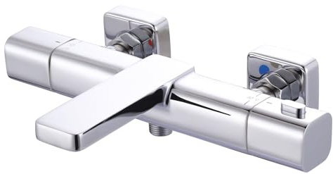 iVIGA Badewannenarmatur mit Thermostat, Badewannen Duscharmatur 2-in-1 Auslauf Mischbatterie aus messing für Badewannenarmaturen mit Verbrühungsschutz，G1/2 Anschluss