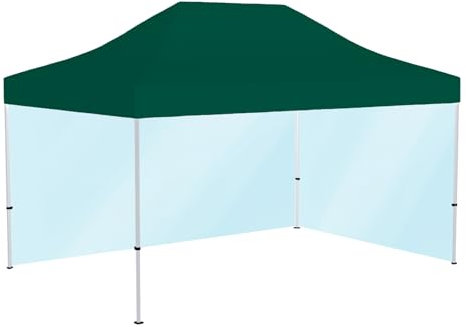Vispronet® Profi Faltpavillon Basic 3x4,5 m ✓ mit 2 Vollwänden Transparent ✓ Dach Schwarz ✓versch. Größen & Farben ✓ Scherengittersystem ✓ inkl. Dach, Volant