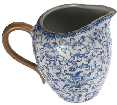 BEBEMOKO Pichet Céramique Bleu Et Blanc Avec Poignée Verseur Rétro Pourit Café Et Thé Pour Mousse Service