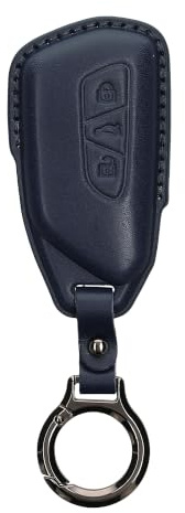 kwmobile Premium Leder Autoschlüssel Schutzhülle kompatibel mit VW Golf 8 3-Tasten Autoschlüssel Hülle - Schlüssel Tasche - Dunkelblau