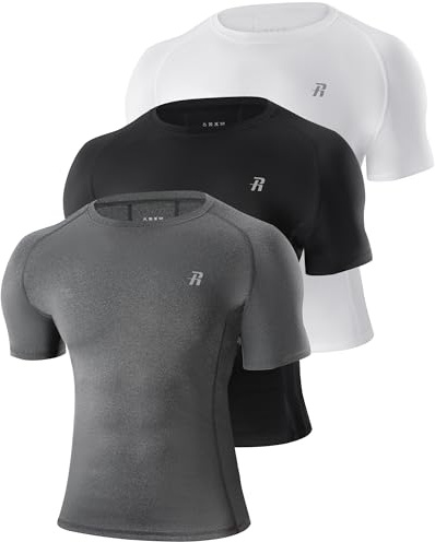 Runhit T-Shirt de Compression Homme Manche Courte, 1/3 Pack, Maillot Sport Respirant à Séchage Rapide, Baselayer Fitness pour Course, Entraînement, Gym