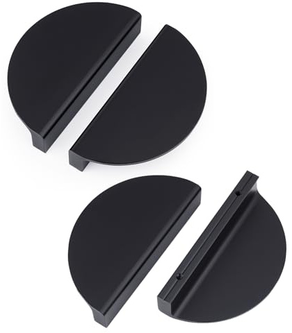Set di maniglie a mezzaluna per anta dell'armadio, con maniglie a semicerchio spazzolate dorate da 96 mm, adatte per aggiornare le porte degli armadi di casa in armadi, librerie, cucine, ecc. (4, nero