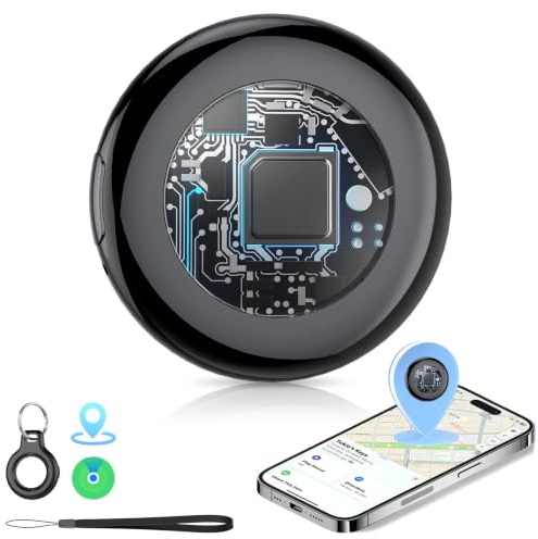 Tukio Air Tag 1er Pack - Rein Schwarz, 5.3 Bluetooth Tracker Schlüsselfinde Kompatibel mit Apple Wo ist? APP (iOS NUR), Item Finder 100dB für Gepäck/Taschen/Koffer, Austauschbarer Batterien