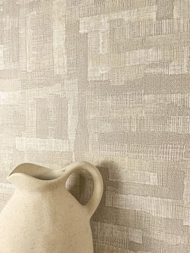 Newroom Tapete Creme Vliestapete Grafik - Mustertapete Modern Beige Grau Streifen Textil-Optik Retro Grafisch Grafik-Tapete Stoff-Optik inkl. Tapezier-Ratgeber