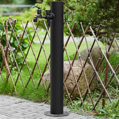 CCKUYT Fontana a Colonna d'Acqua da Giardino Indipendente in Acciaio Inossidabile, Colonna d'Acqua da Giardino Indipendente, Colonna d'Acqua da Esterno, Cilindro in Acciaio Inossidabile per Esterni