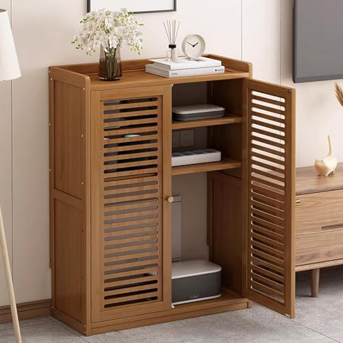 HDZNDH WiFi Router Storage Cabinet, Power Strip And Cable Management Hider Organizer,Floor Standing Box Modem For Home Office, Stylish Design With Ventilation & Cord