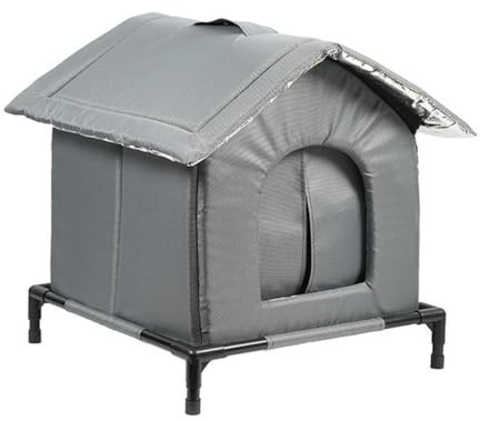 Aymzbd Katzenhaus für Draußen Winterfest Wasserdicht, Wetterfester Katzenhöhle Haustierhaus mit Plüschkissen, Warm Hundehöhle Waschbar Hundehaus Tierheim, Welpenhütte für Streunende Katzen, M