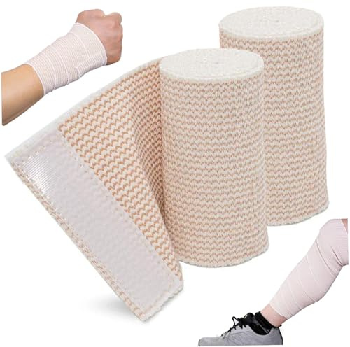Bendaggio elastico, Bendaggio compressivo da 6 pollici x 15 piedi, autoadesivo con chiusura touch, Elastico riutilizzabile per caviglie, polsi e ginocchia, Decorazione della pancia e della