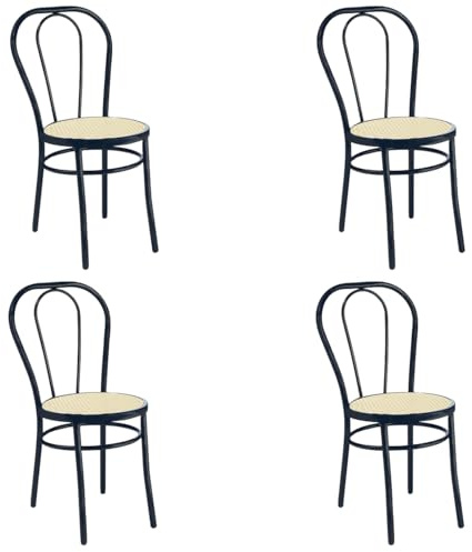 SEDIAOFFICE - 4 Sedia Cucina in Metallo Curvato, Elegante Sedia Sala da Pranzo, Giardino, Bar e Ristoranti Adatta per Uso Interno e Esterno, Pratica e Resistente Prodotta in Italia (Nero)