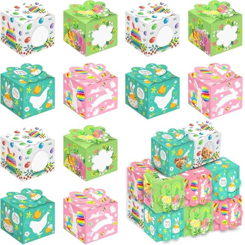 12 Stück Geschenkbox Ostern,Ostern Geschenkboxen,Geschenkboxen im Osterhasen Design,Kleine Geschenkboxen,Geschenkschachtel für Osterdeko,Süßwaren,Gastgeschenke,Ostertüten 10 * 10 * 7.5CM