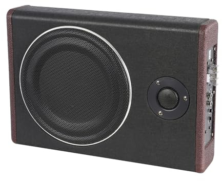 Velosh Bil subwoofer undersäte 200 W RMS nominell effekt | Aktiv subwoofer bil med REM-kontrolltråd, ljudkabel, basförstärkning 0–12 dB och volymkontroll för SUV:ar, lastbilar, husbilar
