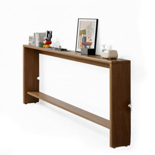Brixtel Mesa Consola, Recibidor Mesa de Larga y Estrecha, Espacio de aprovechamiento, Mueble de Madera Maciza, For Espacios pequeños, Fácil De Instalar, Pasillo(Nogal Claro - 100x15x69cm)