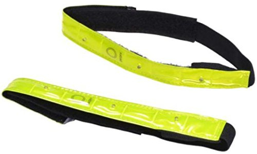 Gravidus Sicherheits-Reflektorbänder mit Klettverschluss | Beleuchtung | Blinkfunktion | Elastisches Gummiband | Neongelb Schutz für Verkehr Sport